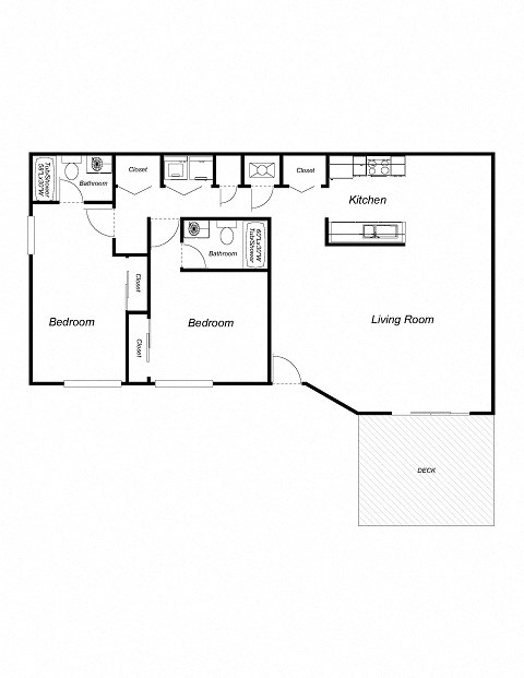 1 Bedroom floor plan for Sierra Vista Apartments
