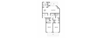 2 Bedroom floor plan for Sierra Vista Apartments