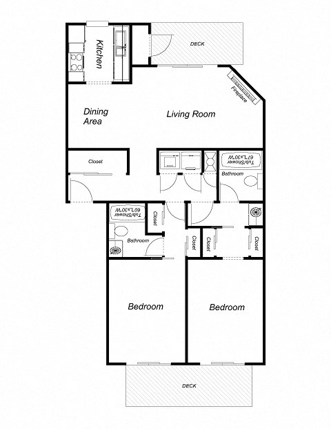 2 Bedroom floor plan for Sierra Vista Apartments