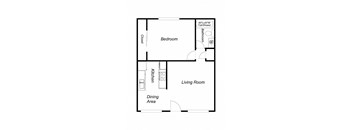 1 Bedroom floor plan for Villa Alameda Apartments