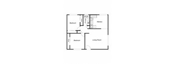 2 Bedroom floor plan for Villa Alameda Apartments