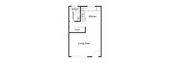 1 Bedroom floor plan for Villa Alameda Apartments