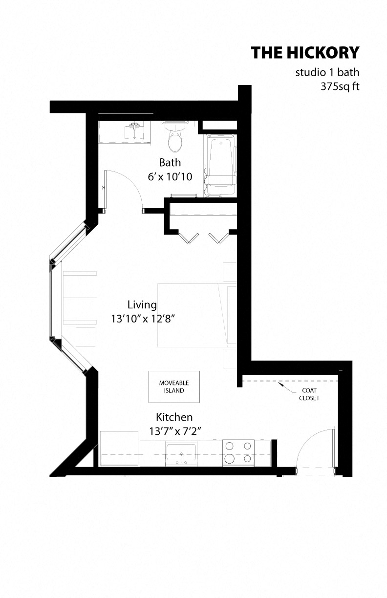 The Hickory Floor Plan at Aspenwoods Apartments, Minnesota