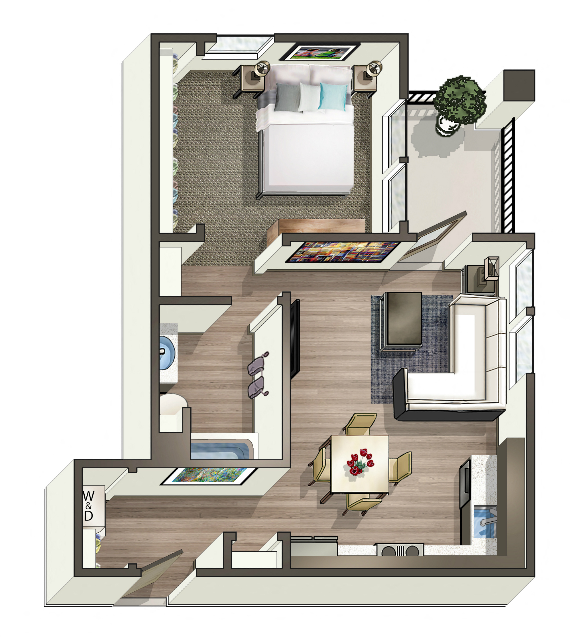 Auburn 1x1 Floor plan