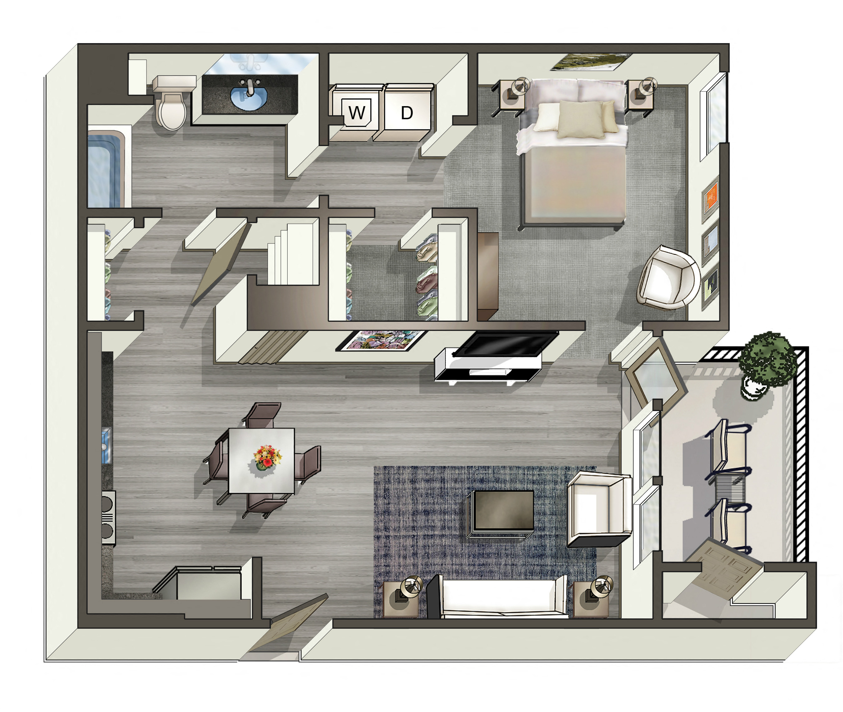 Placerville 1X1 Floor Plan