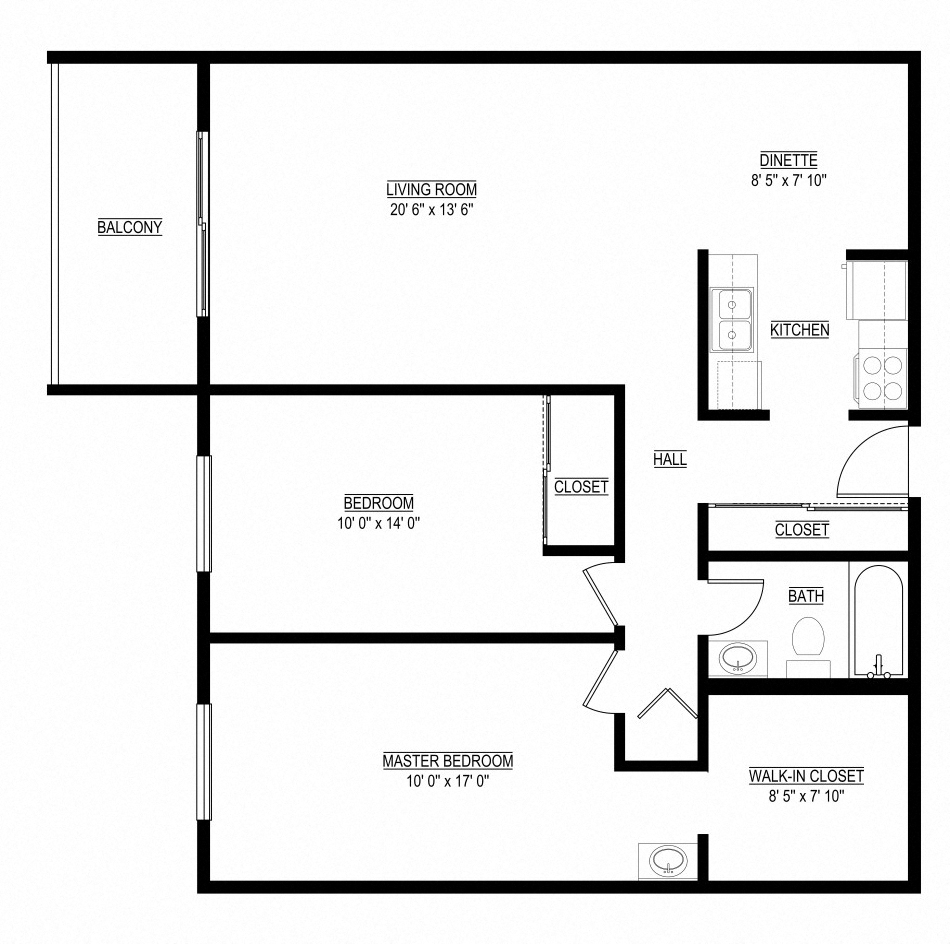 2 Bed 1 Bath The OLeary Floor Plan at Eagan Place Apartments in Eagan, MN_OLeary(1)