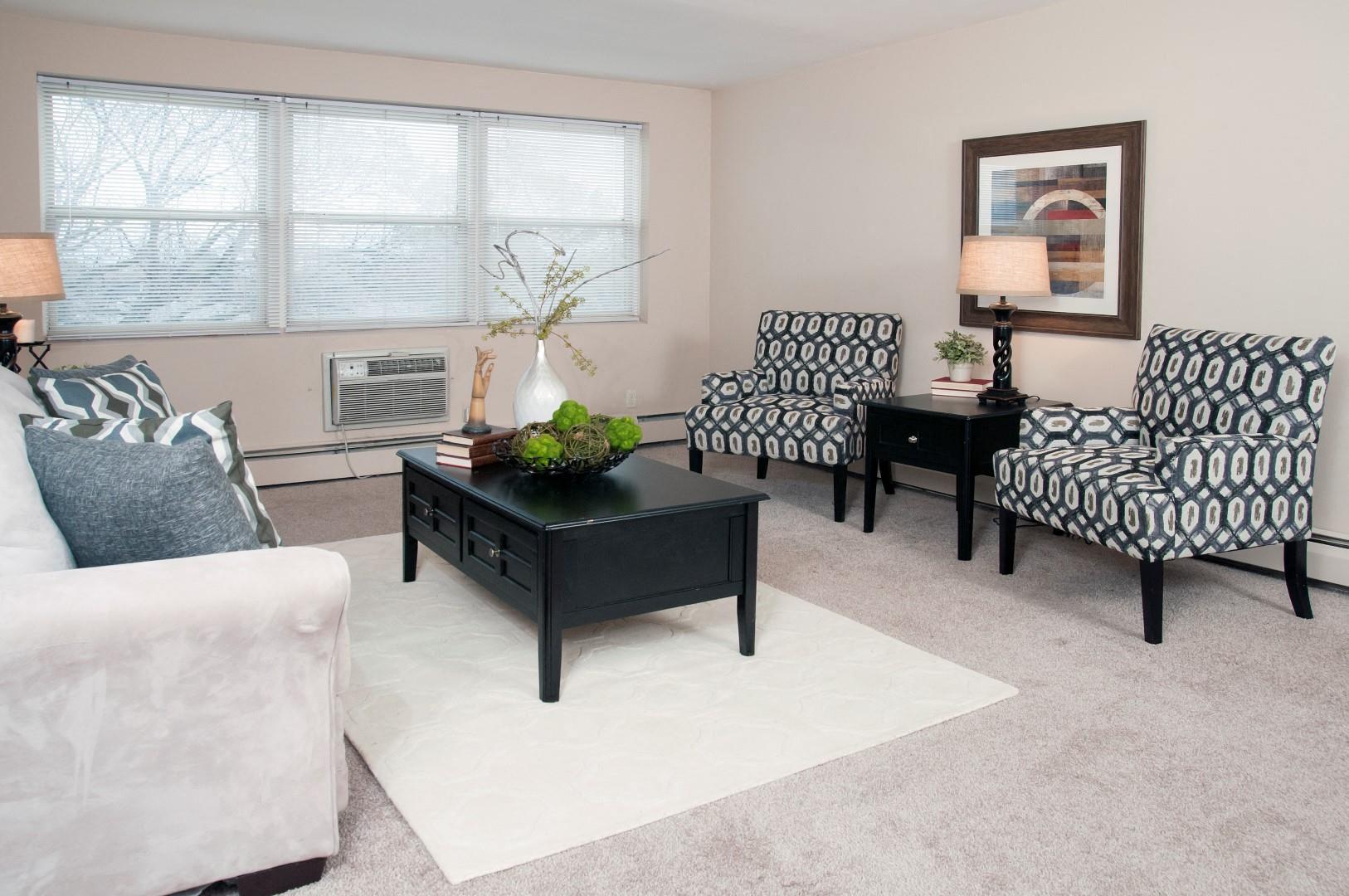 Large Windows in Living Room of Boulevard 100 Apartments