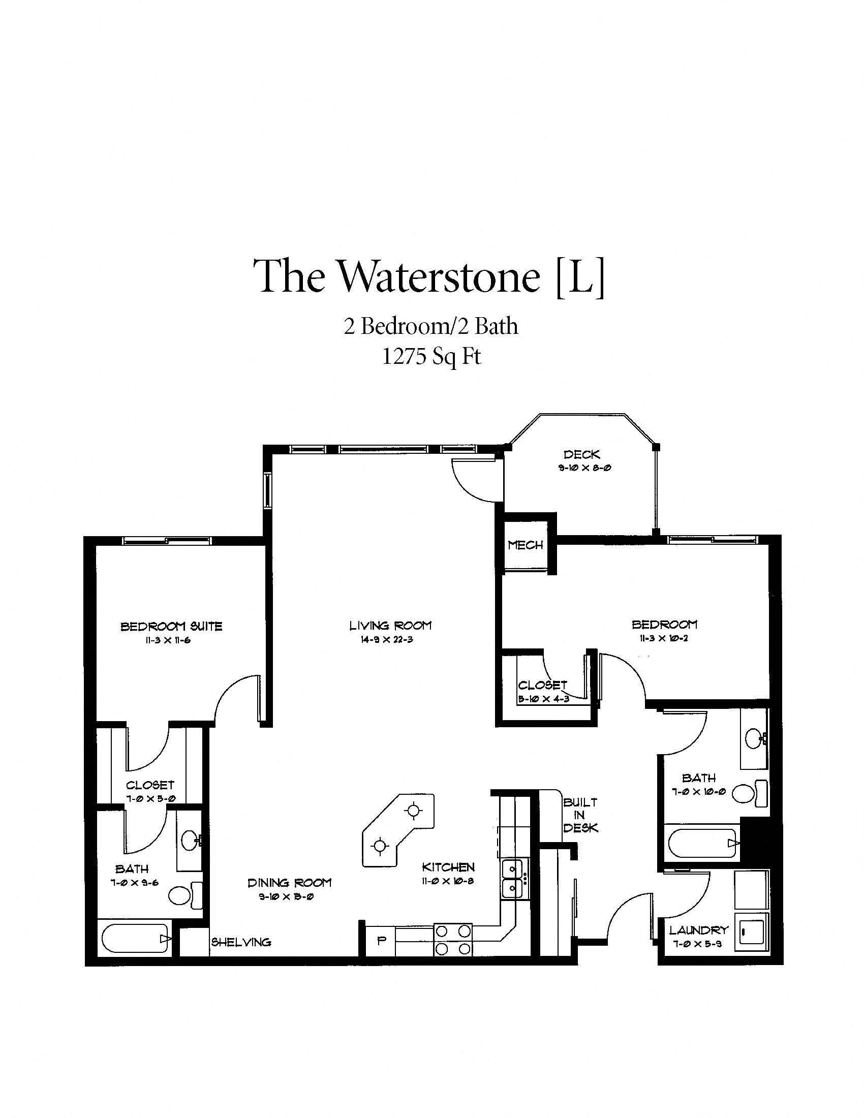 The Waterstone Handicap Accessible Floorplan at Waterstone Place, Minnetonka, Minnesota