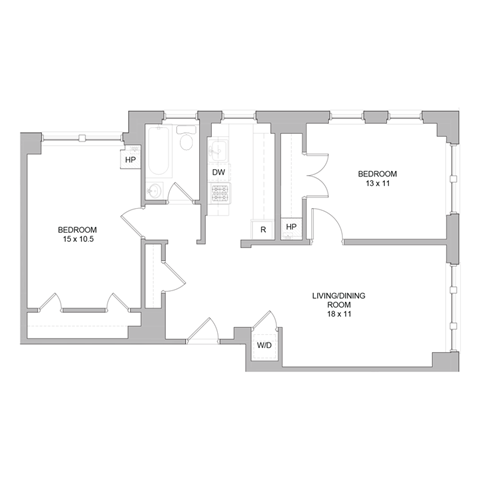 a floor plan of a bedroom apartment