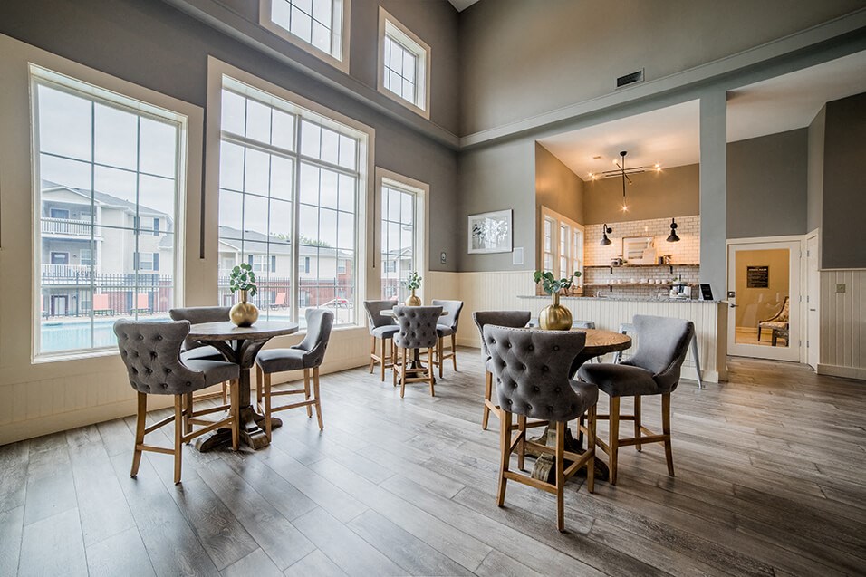 Clubhouse With Expansive Windows at Champion Farms Apartments, Louisville, KY