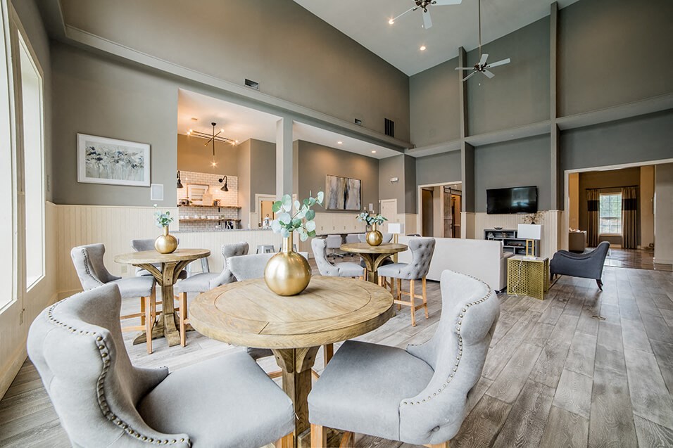Eat-In Table With High Chairs In Clubhouse at Champion Farms Apartments, Louisville, 40241