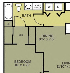 1 bedroom 1 bathroom Villager FloorPlan 1 bedroom 1 bathroom at The Reserve at Williams Glen, Indiana