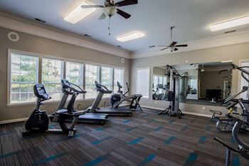 Cardio equipment in fitness center at The Reserve at Williams Glen Apartments, Zionsville, IN