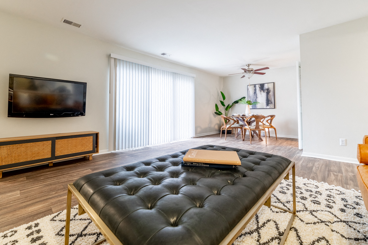 Classic Living Room Design With Television at Governor Square Apartments, Carmel, 46032