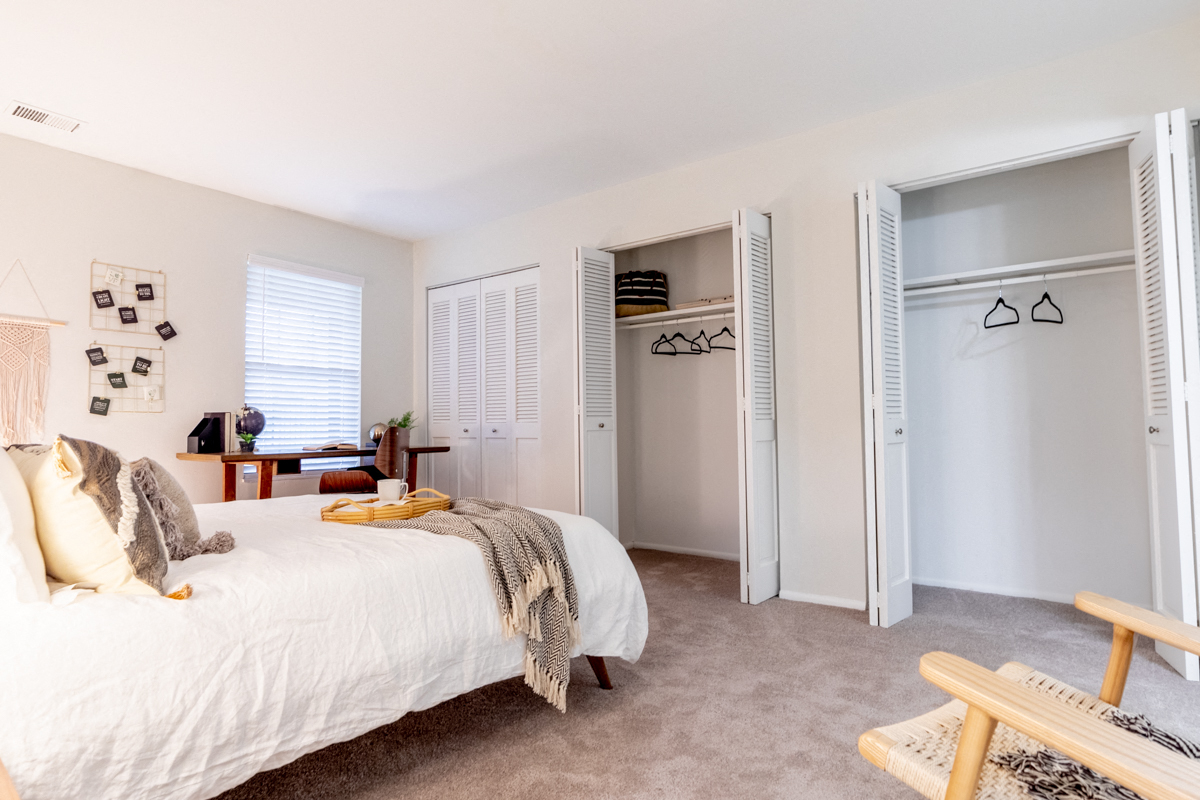 Comfortable Bedroom With Accessible Closet at Governor Square Apartments, Carmel, Indiana