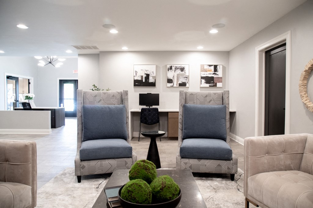 Resident seating in clubhouse at Governor Square Apartments, Carmel, IN