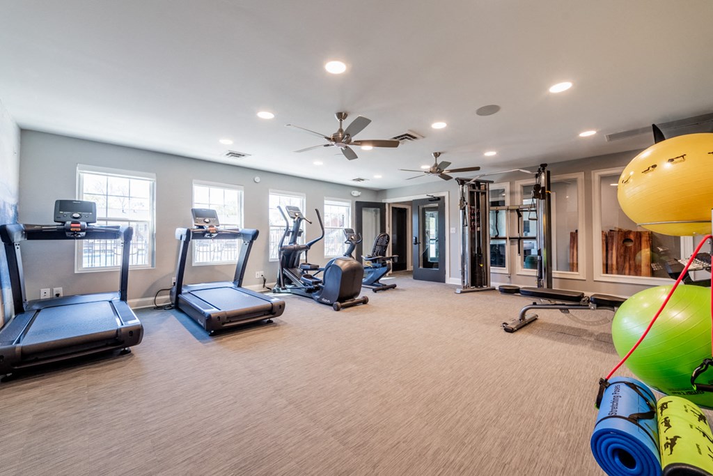 Cardio equipment in fitness center at Governor Square Apartments, IN, 46032
