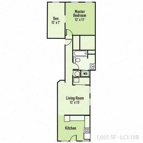 1 Bedroom B 1 Bath Floor Plan at Lockerbie Court on Mass Ave, Indiana