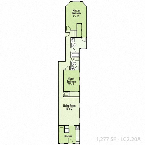 2 Bedrooms and 2 Bathrooms Floor Plans at Lockerbie Court on Mass Ave, Indiana, 46204