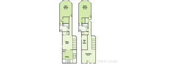 2 Bedrooms C and 2 Bathrooms Floor Plans at Lockerbie Court on Mass Ave, Indianapolis, IN