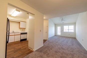 Kitchen with white cabinets at Bradford Run in Kokomo, IN