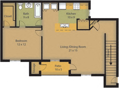 one bedroom apartment floor plan 