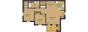two bedroom apartment floor plan 