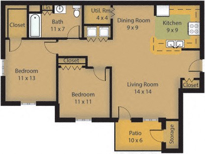 two bedroom apartment floor plan 