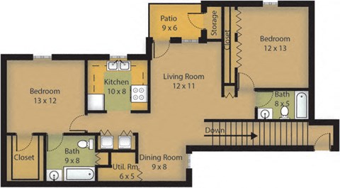 two bedroom apartment floor plan