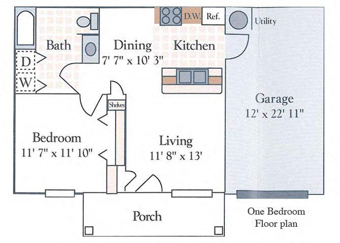 Shady Oak Senior Living Apartments, Terre Haute, IN floor plan one bedroom apartment