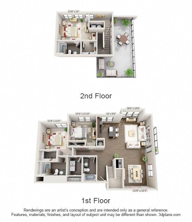 Olivine 3 Bed 3 Bath Floor Plan at CityWay, Indianapolis, IN