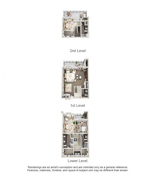 Vermillion 3 Bed 3 Bath Floor Plan  at CityWay, Indianapolis, Indiana