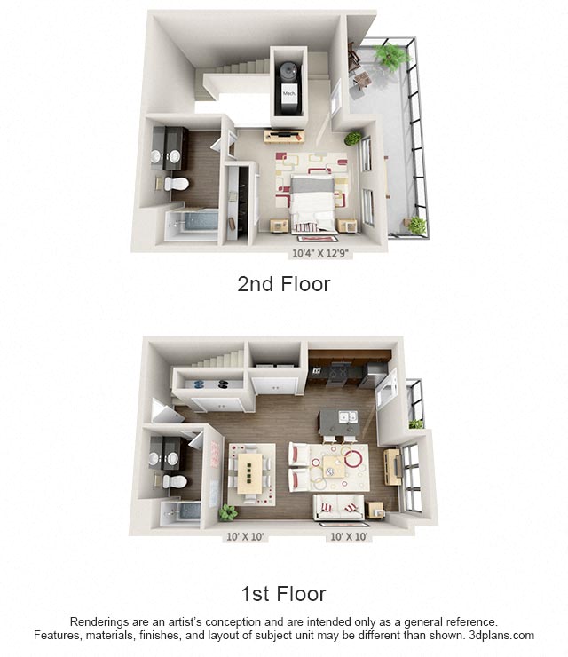 1 Bed 2 Bath Amethyst Floor Plan at CityWay, Indiana