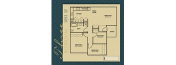 three bedroom 1081 square feet floor plan