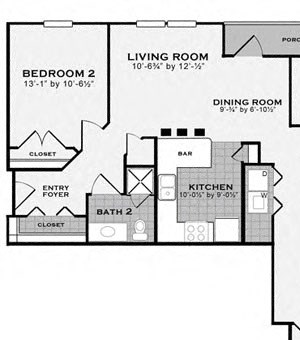 3 bed 2 bath FloorPlan 3 bed 2 bath FloorPlan at Apartments at Grand Prairie, Peoria