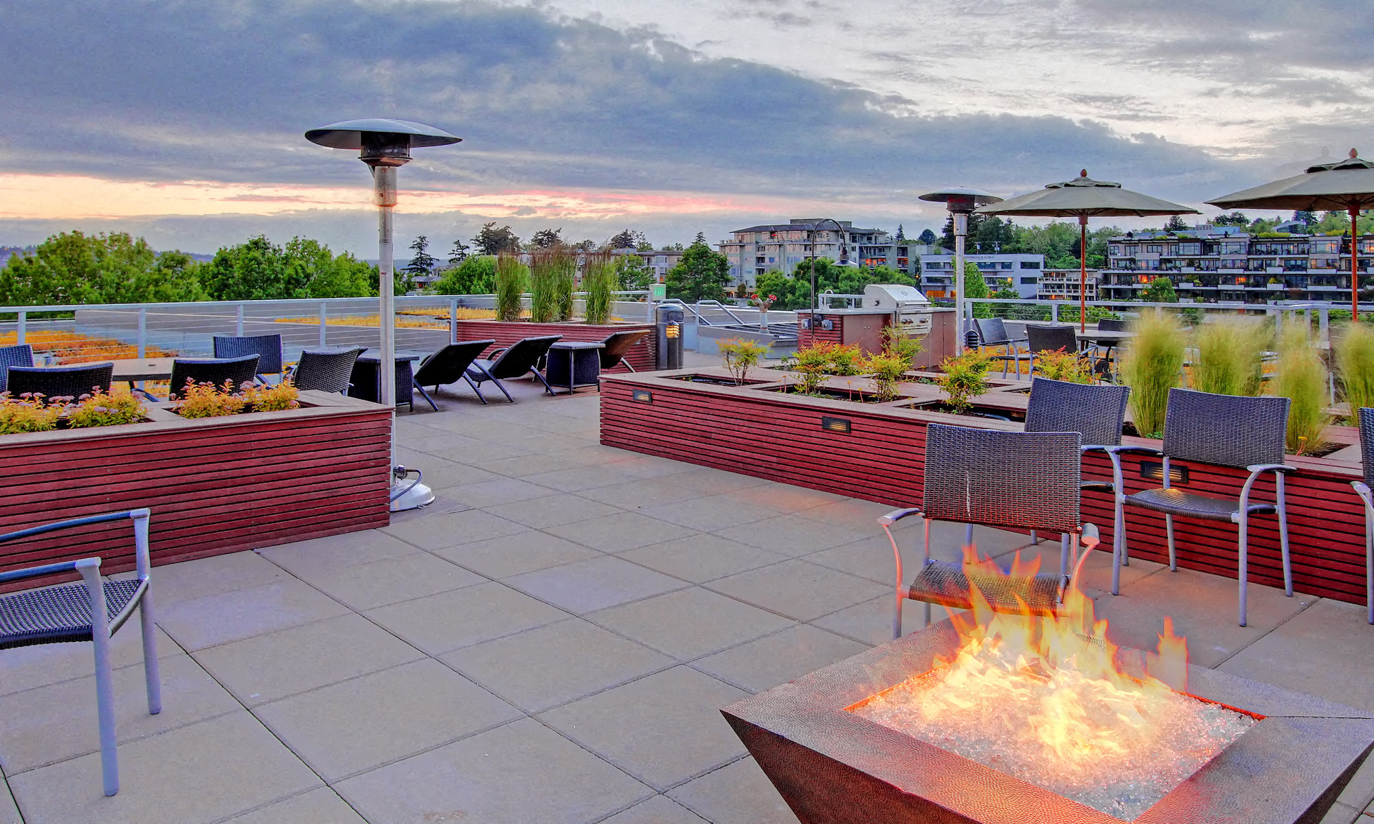 Rooftop Deck Fire Pits -  The 101 Apartments,  Kirkland WA