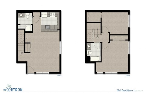 Townhome TH1 FloorPlan 1,005 Sq.Ft. at The Corydon, Washington, 98105