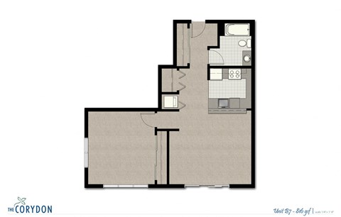 One Bedroom B7 FloorPlan at The Corydon, Washington