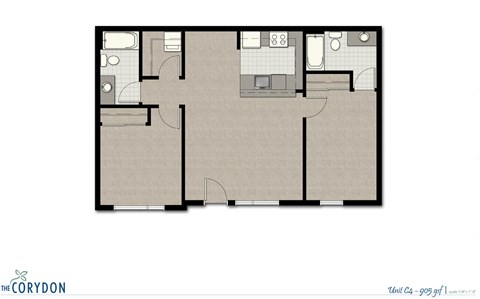 Two Bedroom C4 FloorPlan at The Corydon, Seattle, WA