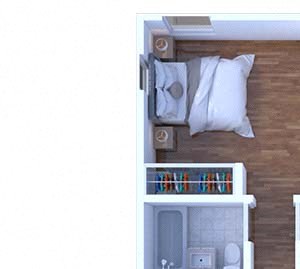 1 Bedroom Floor Plan A3 672 2F