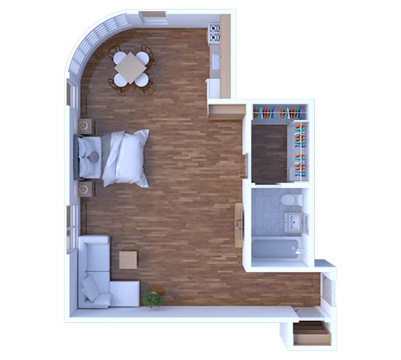 Studio Floor Plan S13 Renovated