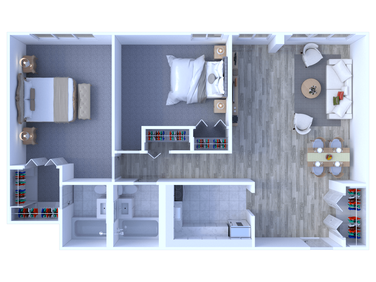 2 Bedrooms Floor Plan B1