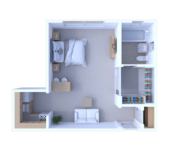 Studio Floor Plan S4 Renovated