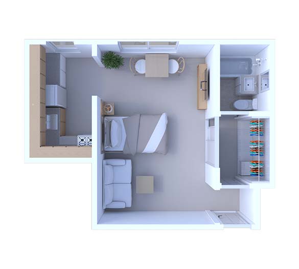 Studio Floor Plan S6 Renovated