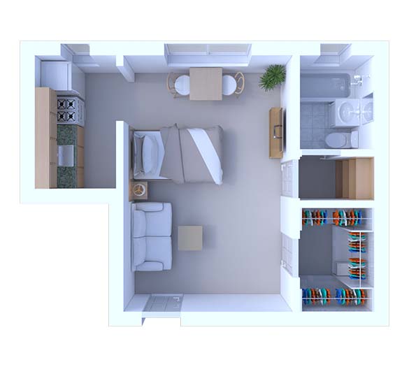 Studio Floor Plan S1 Renovated