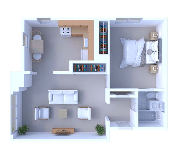 1 Bedroom Floor Plan A2 Renovated