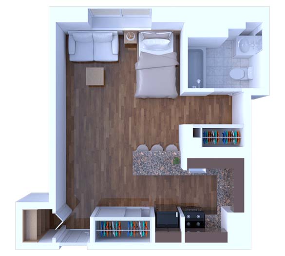 Studio Floor Plan S2 Renovated