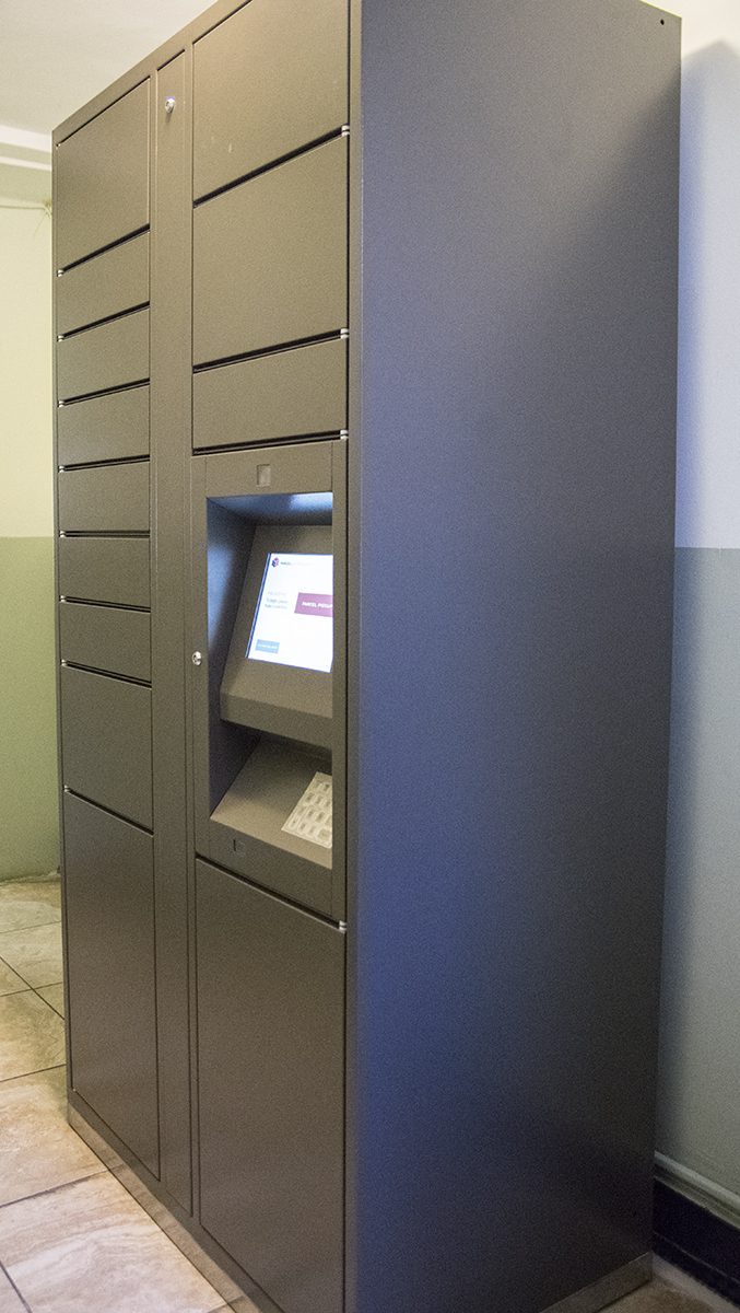 a filing cabinet with a computer inside of it