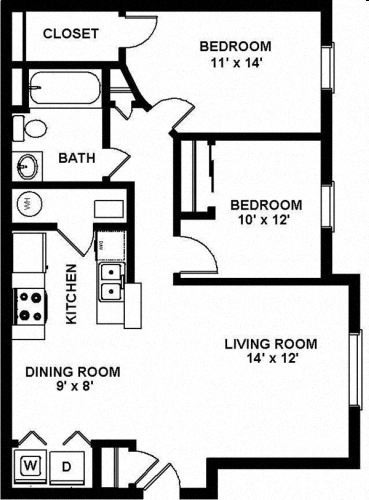 2 Bedroom | 1 Bath | 885 SF