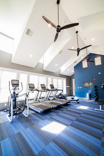 Fitness Center With Ceiling Fan at The Village on Spring Mill, Carmel, Indiana